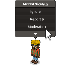 Click an avatar to ignore, moderate or report