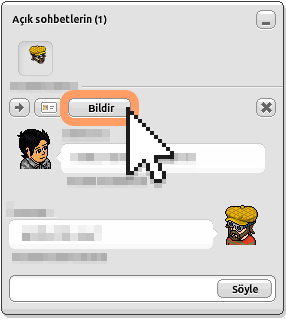 Özel mesajlaşmada bir Habbo'yu bildirmek