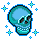 De mythische blauwe schedel